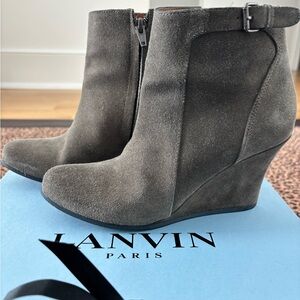Lanvin Women's Grey Suede Wedge Boots